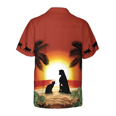 Cat Hawaiian Shirt, Cat And Dog Sunset Aloha Shirt For Men - Perfect Gift For Men, Cat Lovers, Dog Lovers, Husband, Boyfriend, Friend, Family - Image 2