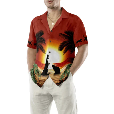 Cat Hawaiian Shirt, Cat And Dog Sunset Aloha Shirt For Men - Perfect Gift For Men, Cat Lovers, Dog Lovers, Husband, Boyfriend, Friend, Family - Image 5