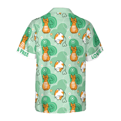 Cat Hawaiian Shirt, Cat Love And Free Aloha Shirt For Men - Perfect Gift For Men, Cat Lovers, Dog Lovers, Husband, Boyfriend, Friend, Family - Image 2
