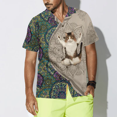 Cat Hawaiian Shirt, Cat Yoga Aloha Shirt For Men - Perfect Gift For Men, Cat Lovers, Husband, Boyfriend, Friend, Family - Image 4