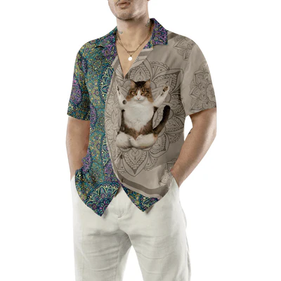 Cat Hawaiian Shirt, Cat Yoga Aloha Shirt For Men - Perfect Gift For Men, Cat Lovers, Husband, Boyfriend, Friend, Family - Image 5