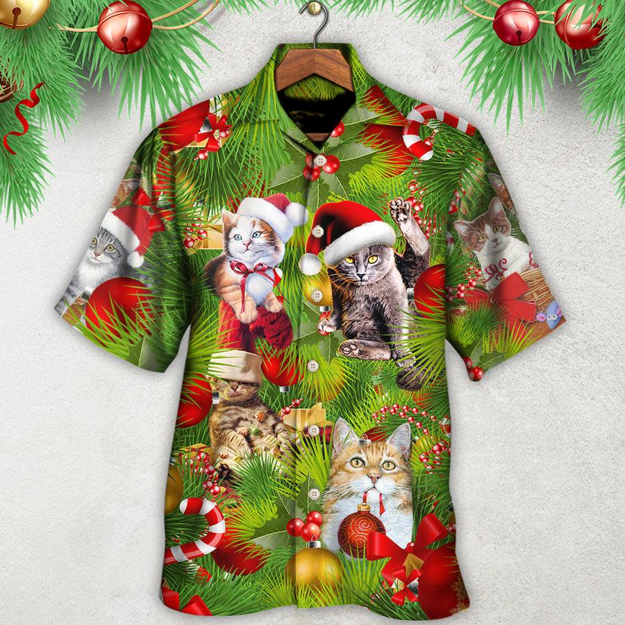 Cat Hawaiian Shirt For Summer, Cat Christmas Aloha Shirts, Best Colorful Cool Cat Hawaiian Shirts Outfit For Men Women, Friend, Team, Cat Lovers - Image 2