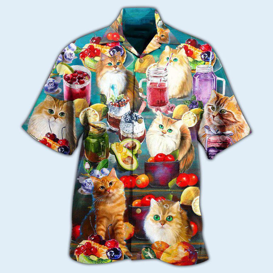 Cat Hawaiian Shirt For Summer, Cat Fresh Your Day With Smoothies Aloha Shirts - Perfect Gift For Men Women, Friend, Team, Cat Lovers