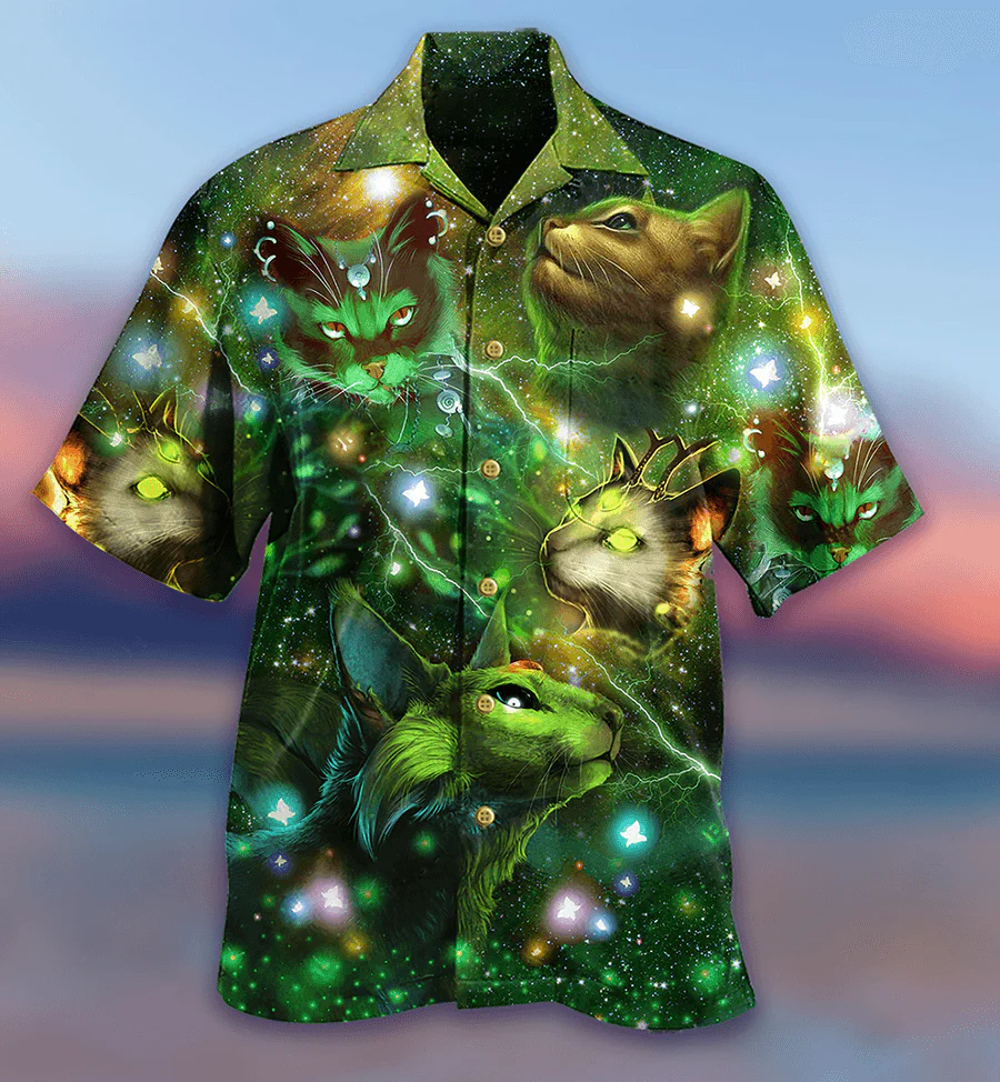 Cat Hawaiian Shirt For Summer, Cat Love Night And Star Mysterious Aloha Shirts, Best Gift For Men Women, Friend, Team, Cat Lovers - Image 2
