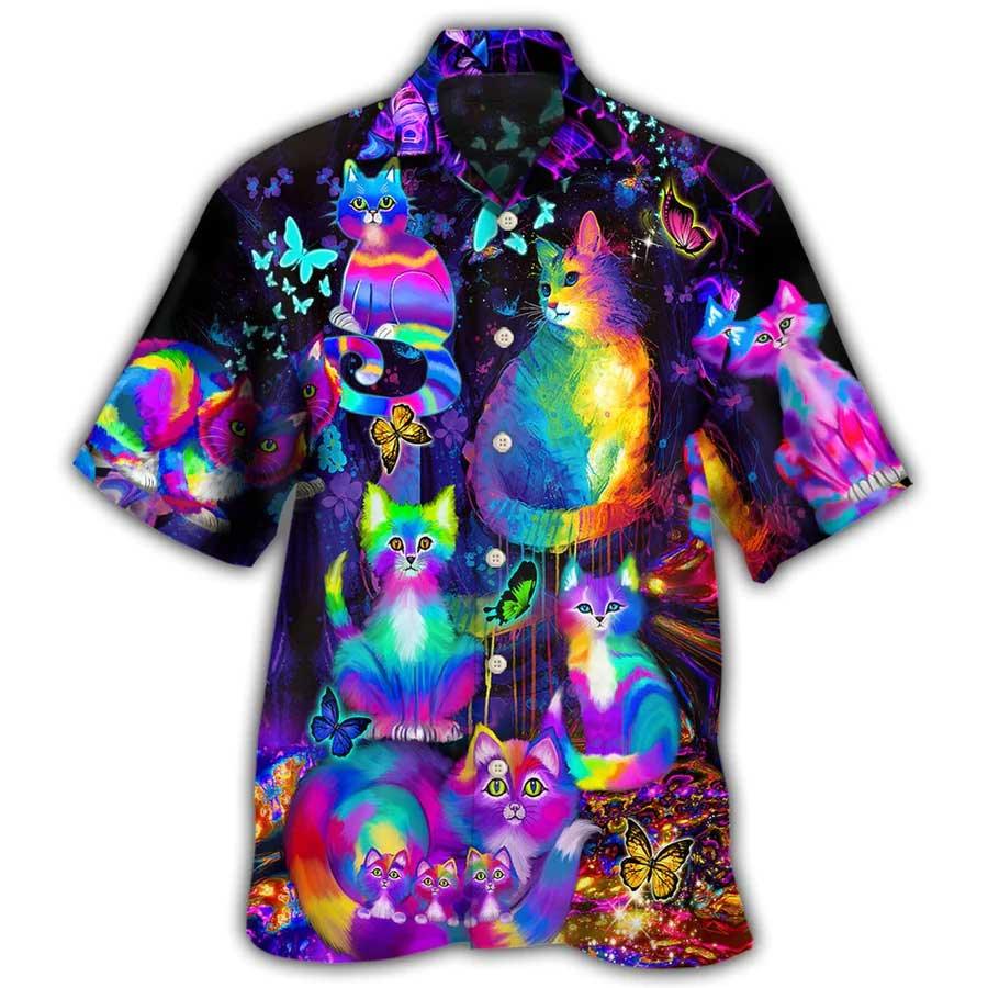 Cat Hawaiian Shirt For Summer, Cat Run The World Aloha Shirts, Best Colorful Cool Cat Hawaiian Shirts Outfit For Men Women, Friend, Team, Cat Lovers