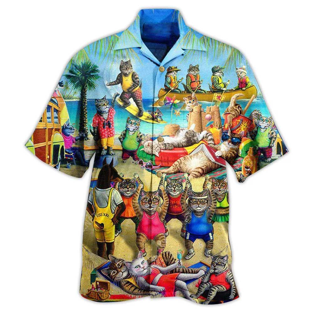 Cat Hawaiian Shirt For Summer, Cat Sky Above Sand Aloha Shirts, Colorful Cool Cat Hawaiian Shirts For Men Women, Gift For Friend, Team, Cat Lovers