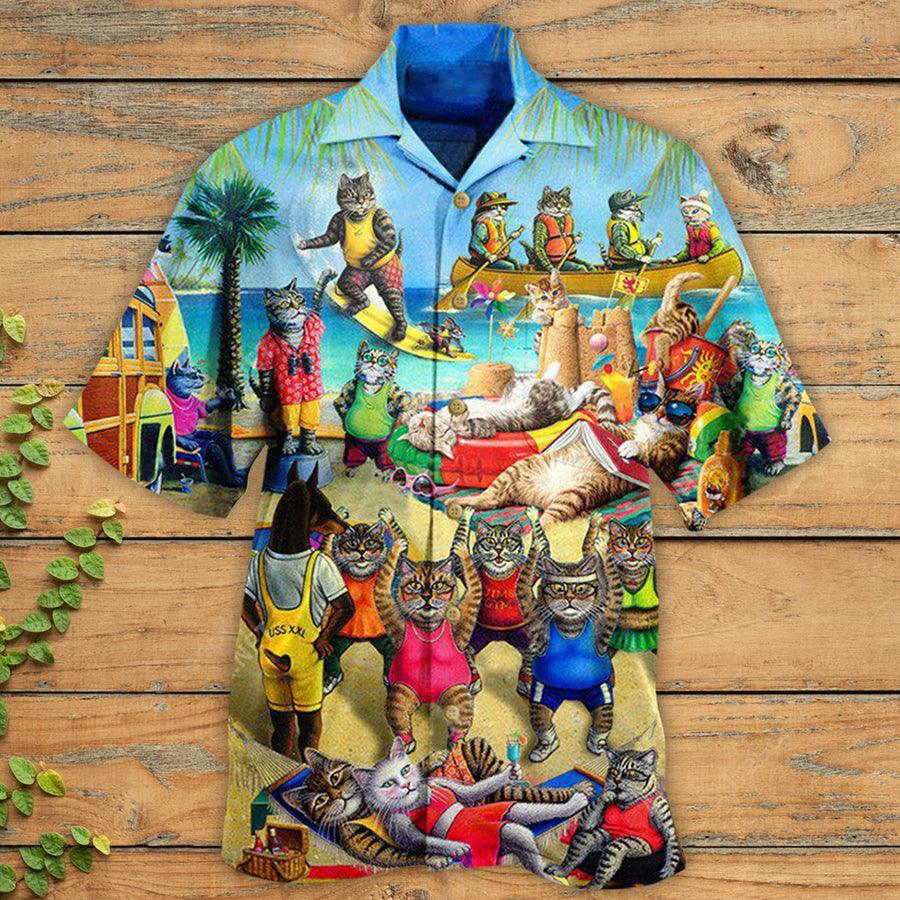 Cat Hawaiian Shirt For Summer, Cat Sky Above Sand Aloha Shirts, Colorful Cool Cat Hawaiian Shirts For Men Women, Gift For Friend, Team, Cat Lovers - Image 2