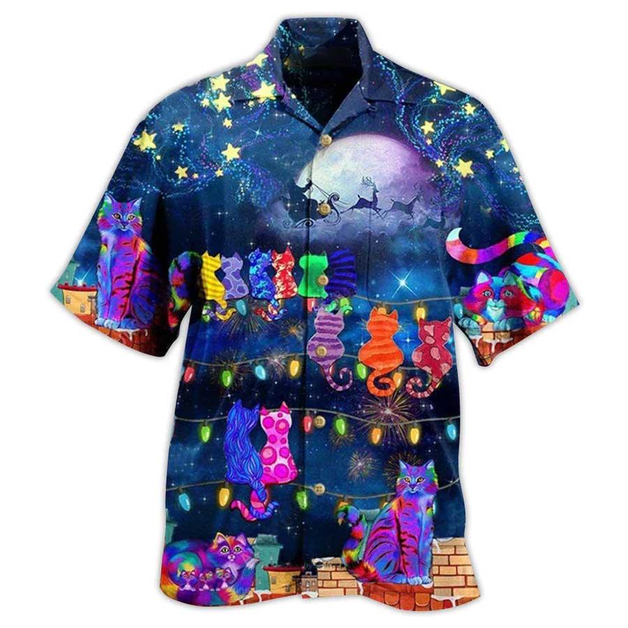 Cat Hawaiian Shirt For Summer, The Jolly Cats On Roof Aloha Shirt, Best Cat Hawaiian Shirts Outfit For Men Women, Friend, Team, Cat Lovers - Image 2