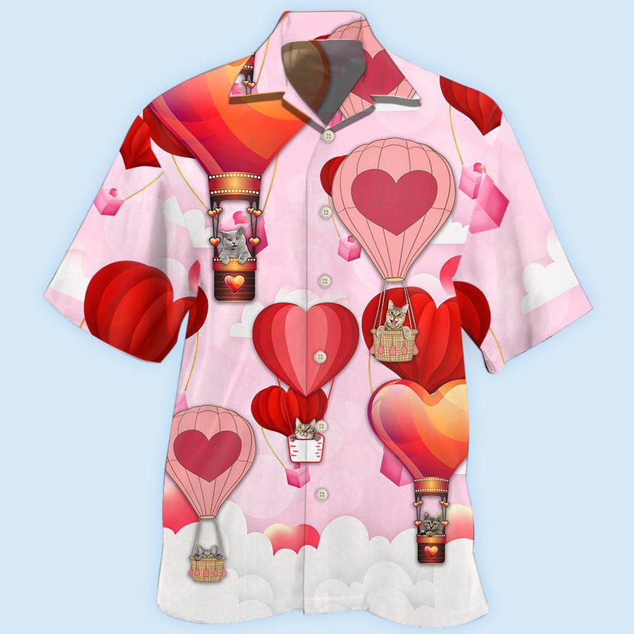 Cat Hawaiian Shirt For Summer, Valentine Gift Play With Air Balloon Cat Hawaiian Shirts Outfit For Men Women, Friend, Cat Lovers - Image 2