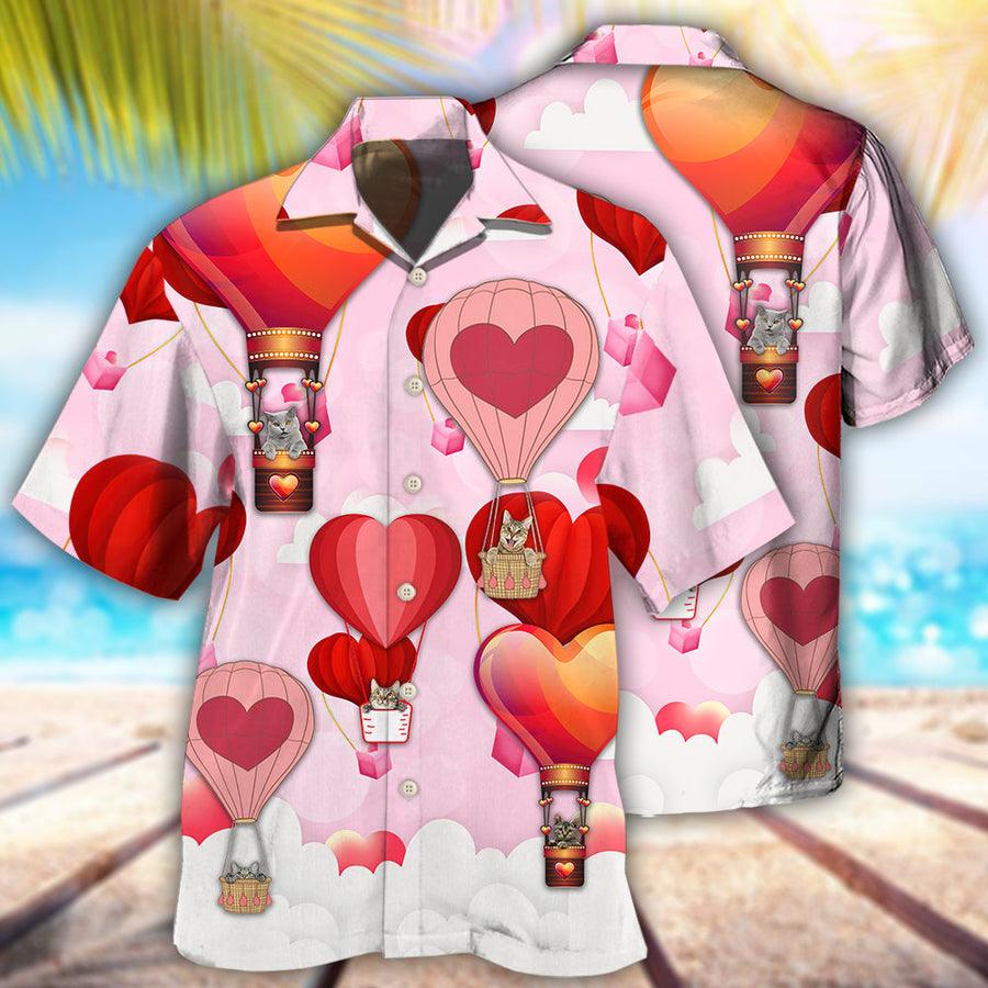 Cat Hawaiian Shirt For Summer, Valentine Gift Play With Air Balloon Cat Hawaiian Shirts Outfit For Men Women, Friend, Cat Lovers - Image 3