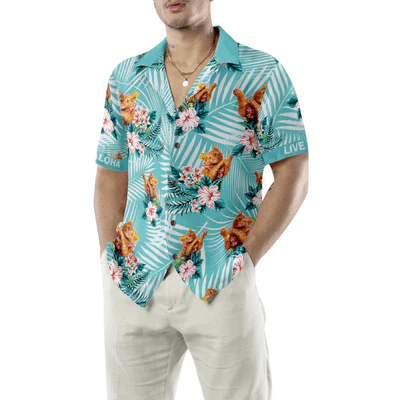 Cat Hawaiian Shirt, Tropical Leaves Aloha Shirt For Men - Perfect Gift For Men, Cat Lovers, Husband, Boyfriend, Friend, Family - Image 4