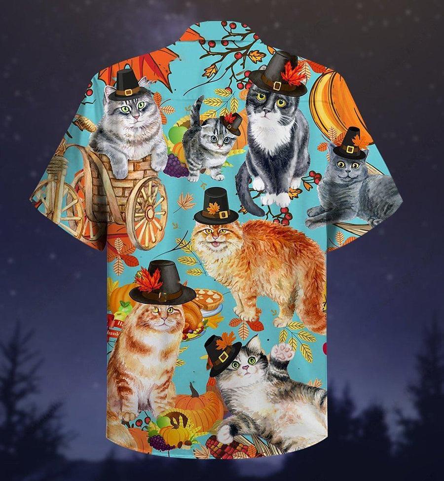 Cat Hawaiian Shirts For Summer, Cat Happy Thanksgiving Aloha Shirts, Cat Hawaiian Shirts Outfit For Men Women, Friend, Team, Cat Lovers, Thanksgiving Day - Image 2