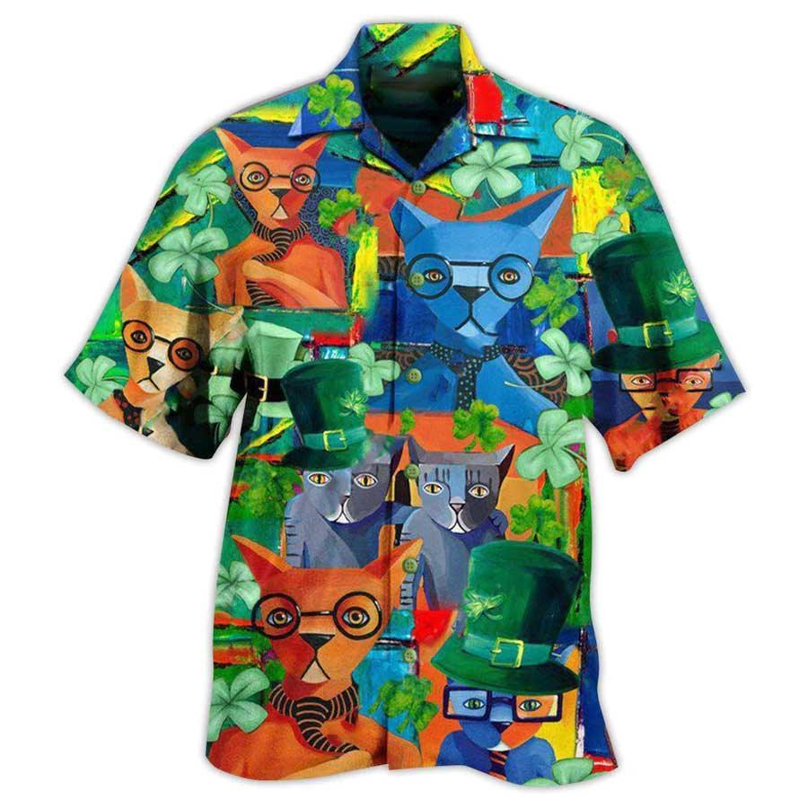 Cat Hawaiian Shirts For Summer, Cat Have A Purrfect Saint Patrick's Day Aloha Shirt, Cat Hawaiian Shirts Outfit For Men Women, Friend, Team, Cat Lovers - Image 2