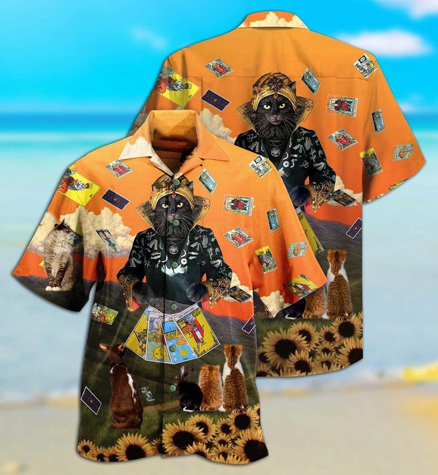 Cat Hawaiian Shirts For Summer, Tarot Style, Best Colorful Cat Hawaiian Shirts Outfit For Men Women, Friend, Team, Cat Lovers