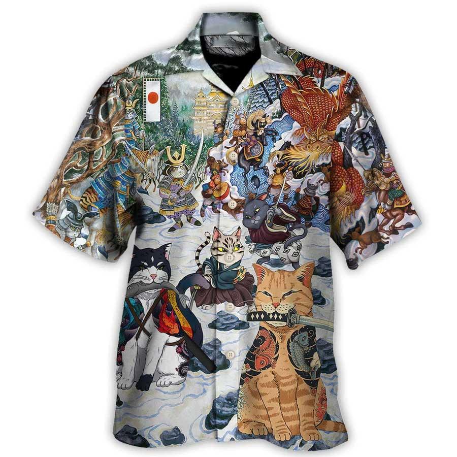 Cat Japanese Hawaiian Shirts For Summer - A Small Measure of Peace Hawaiian Shirt For, Best Cat Hawaiian Shirts Outfit For Men Women, Friend, Team, Cat Lovers