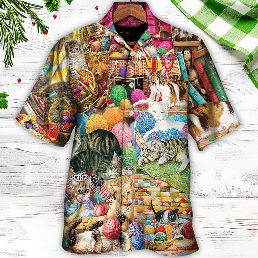 Cat Knitting Is Kinda My Thing Aloha Hawaiian Shirt For Summer, Best Colorful Cool Cat Hawaiian Shirts Outfit For Men Women, Friend, Team, Cat Lovers - Image 2