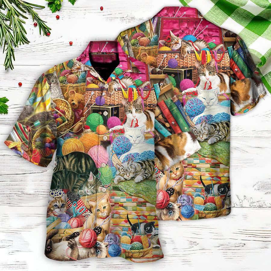 Cat Knitting Is Kinda My Thing Aloha Hawaiian Shirt For Summer, Best Colorful Cool Cat Hawaiian Shirts Outfit For Men Women, Friend, Team, Cat Lovers - Image 4