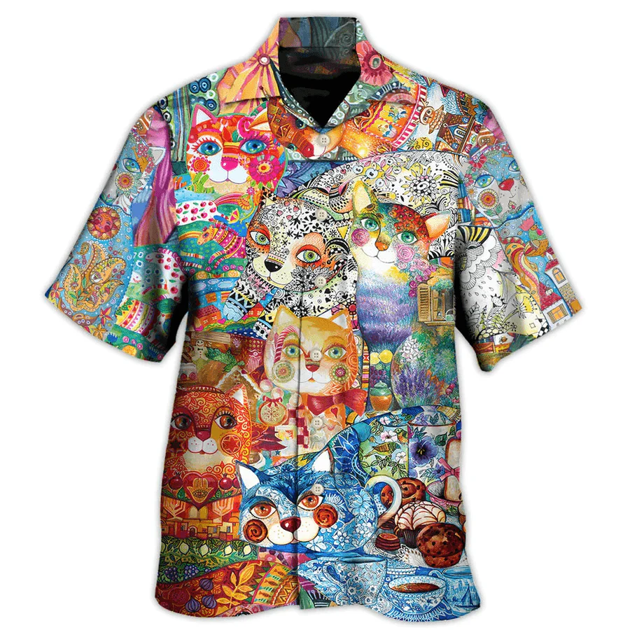 Cat Lover Aloha Shirt, Brocade Pattern Hawaiian Shirt For Men And Women, Perfect Gifts For Cat Mom, Cat Dad, Friends, Family