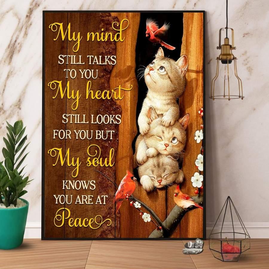 Cat Portrait Canvas - Cardinal My Mind Still Talks To You Canvas - Perfect Gift For Cat Lover, Friend, Family