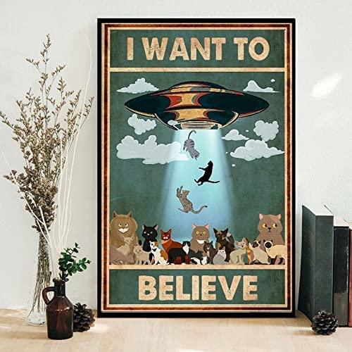 Cat Portrait Canvas - Cat I Want To Believe, Funny Cat - Perfect Gift For Cat Lovers, Cat Owners