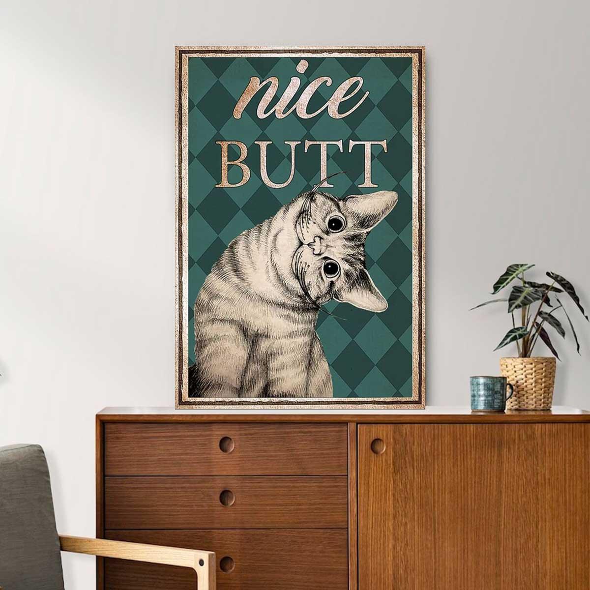 Cat Portrait Canvas - Funny Cat Nice Butt, Funny Cat Bathroom Matte Canvas, Premium Wrapped Canvas - Gift For Cat Lovers, Family, Friends - Image 2