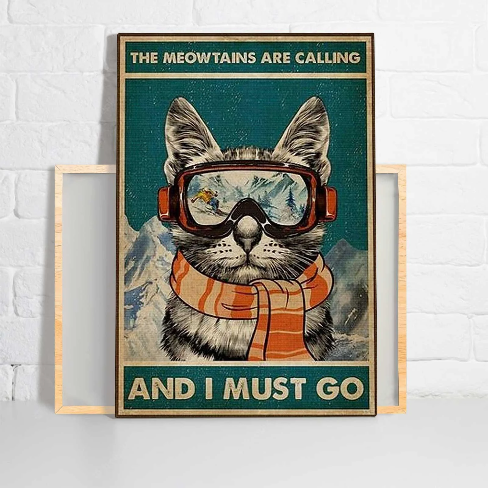Cat Portrait Canvas - The Meowtains Are Calling and I Must Go, Funny Cat Canvas - Perfect Gift For Cat Lover, Friend, Family - Image 2