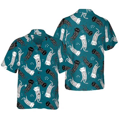 Cat Seamless Pattern Hawaiian Shirt, Funny Cat Shirt For Men - Perfect Gift For Men, Cat Lovers, Husband, Boyfriend, Friend, Family