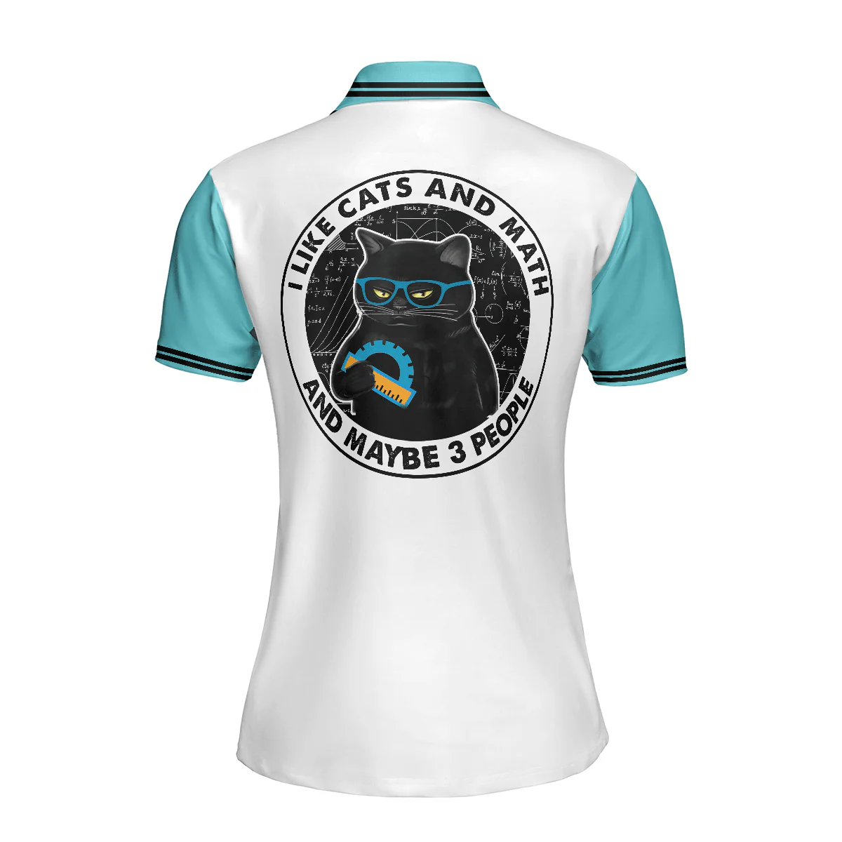 Cats And Math Women Polo Shirt, I Like Cats And Math And Maybe 3 People Women Polo Shirts, Best Gift For Cat and Math Lovers - Image 3