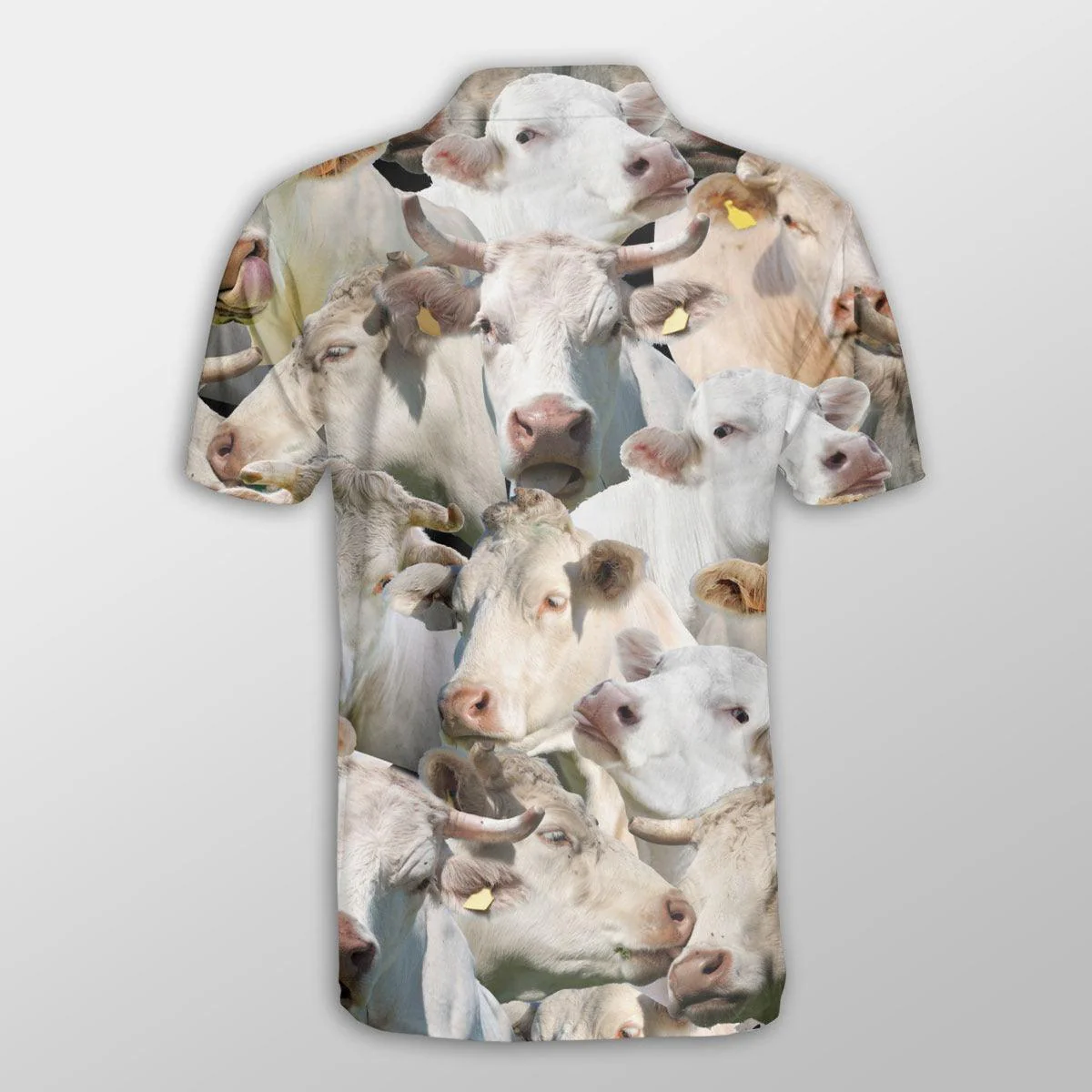 Charolais Men Polo Shirts For Summer - Charolais Herd Pattern Button Shirts For Men - Perfect Gift For Charolais Lovers, Cattle Lovers - Image 3