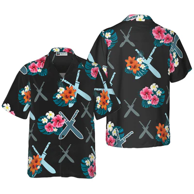 Chef Hawaiian Shirt, Chef Knives Tropical Aloha Shirt For Men - Gift For Chef, Husband, Boyfriend, Family, Friends