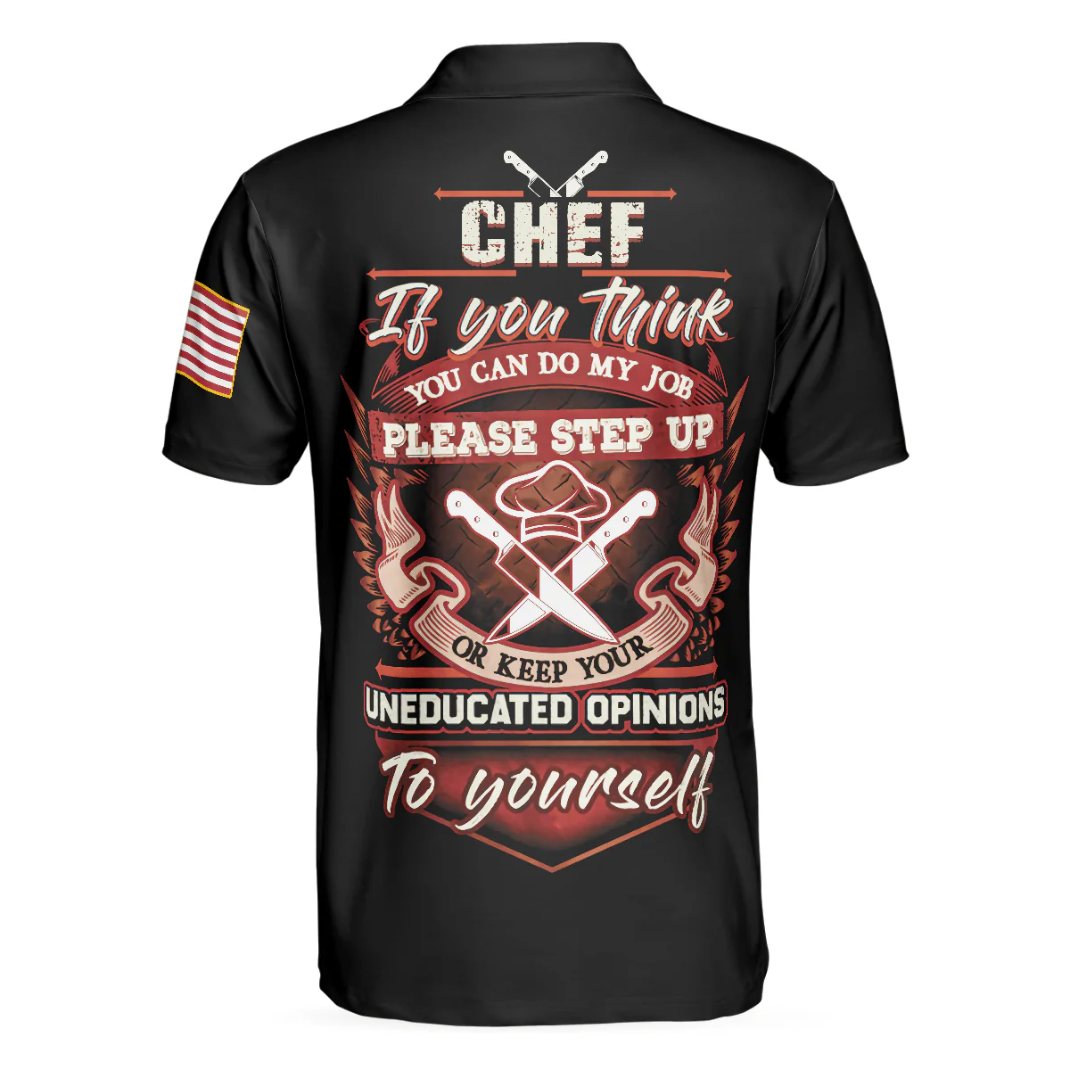 Chef Proud Skull Unisex Short Sleeve Polo Shirt, If You Think You Can Do My Job Chef Polo Shirt, Best Chef Shirt For Men - Image 3