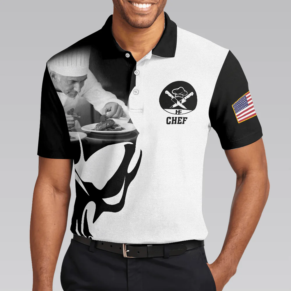 Chef Proud Skull Unisex Short Sleeve Polo Shirt, If You Think You Can Do My Job Chef Polo Shirt, Best Chef Shirt For Men - Image 5