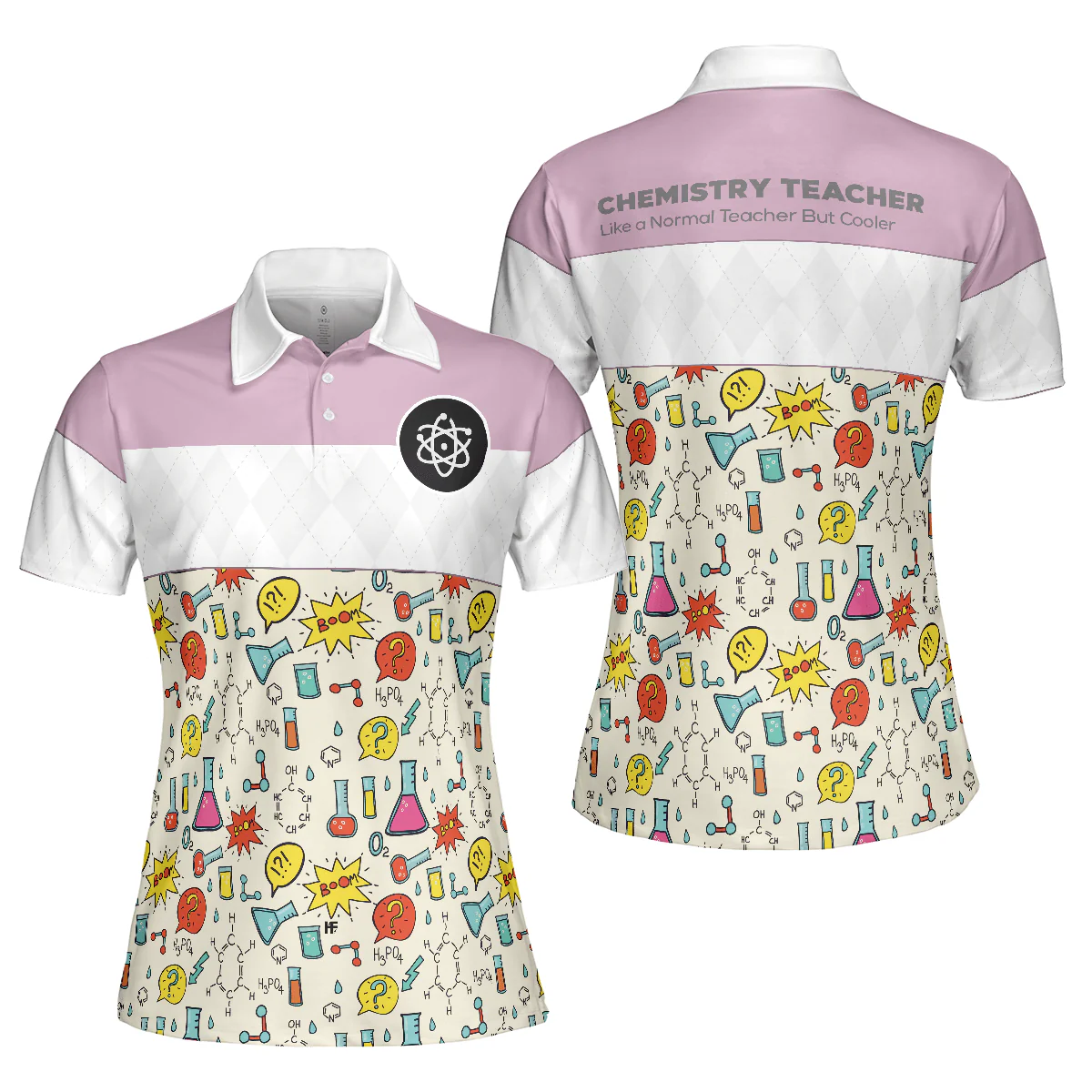 Chemistry Teacher Women Polo Shirt, Like A Normal Teacher But Cooler, Symbol Chemistry Pink Women Polo Shirts, Gift For Chemistry Lover, Teacher's Day - Image 2