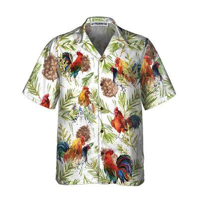 Chicken Hawaiian Shirt, Chicken With Christmas Plants Hawaiian Shirt For Men - Perfect Gift For Men, Husband, Boyfriend, Friend, Family - Image 3