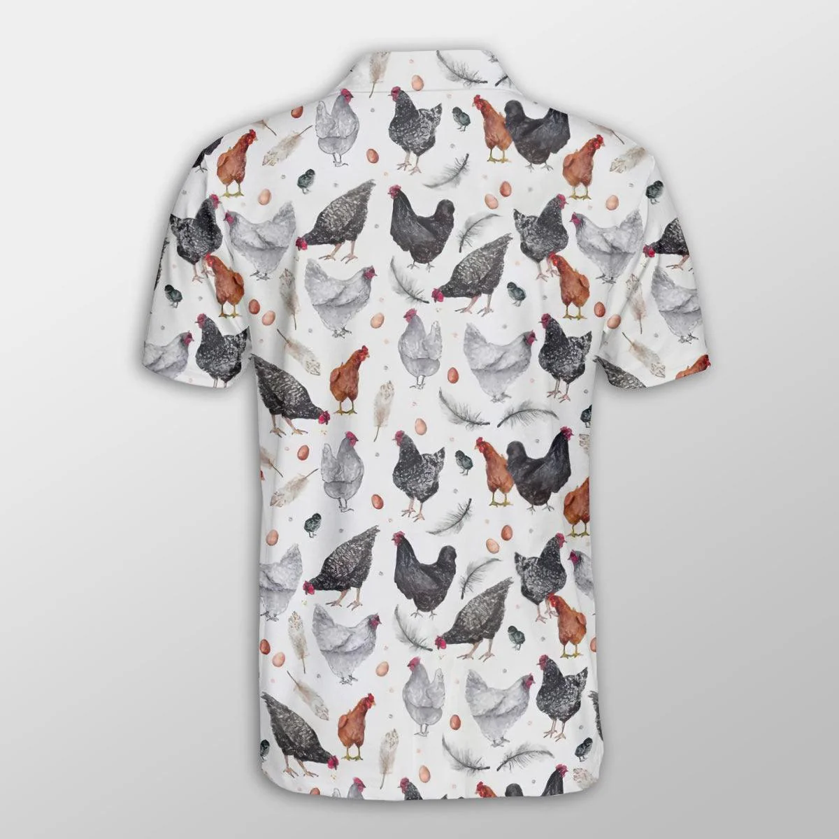 Chicken Men Polo Shirts - Chicken With Egg & Feathers Button Shirts For Men - Perfect Gift For Chicken Lovers, Animal Lovers - Image 3