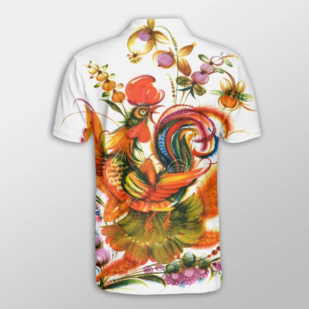 Chicken Men Polo Shirts For Summer - Chicken Painting Pattern Button Shirts For Men - Perfect Gift For Chicken Lovers, Animal Lovers - Image 3
