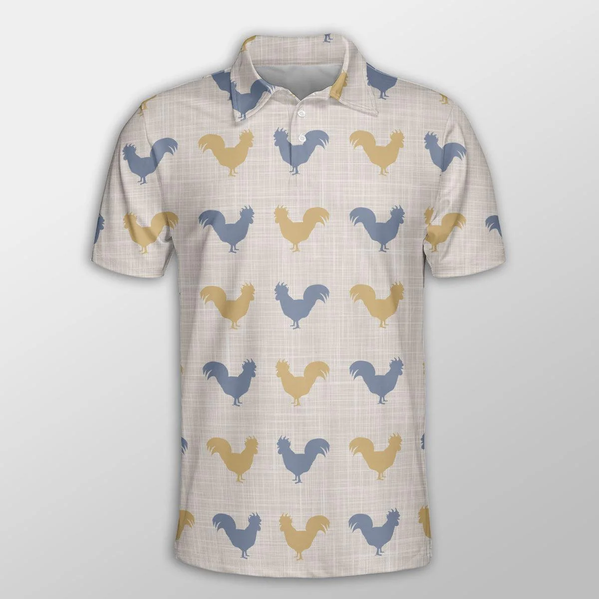 Chicken Men Polo Shirts For Summer - Chicken Silhouette Pattern Button Shirts For Men - Perfect Gift For Chicken Lovers, Animal Lovers - Image 2