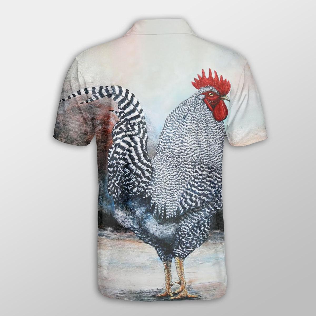 Chicken Men Polo Shirts For Summer - Cock Chicken Pattern Button Shirts For Men - Perfect Gift For Chicken Lovers, Animal Lovers - Image 3