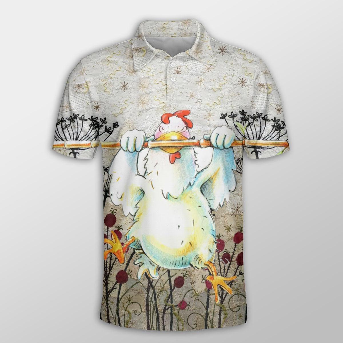 Chicken Men Polo Shirts For Summer - Funny Rooster Pattern Button Shirts For Men - Perfect Gift For Chicken Lovers, Animal Lovers