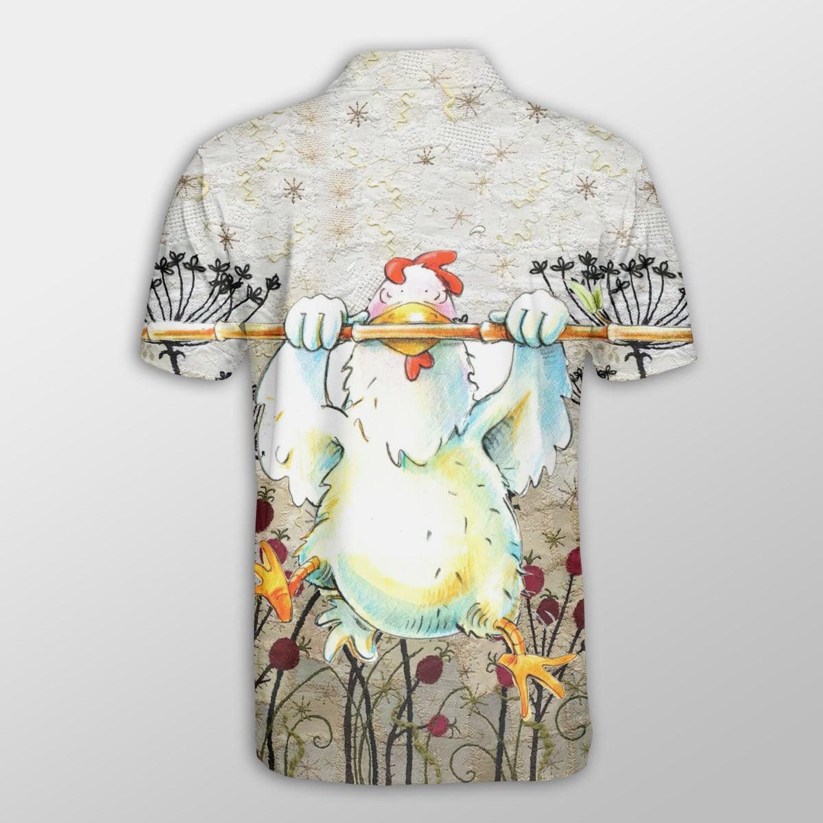 Chicken Men Polo Shirts For Summer - Funny Rooster Pattern Button Shirts For Men - Perfect Gift For Chicken Lovers, Animal Lovers - Image 2