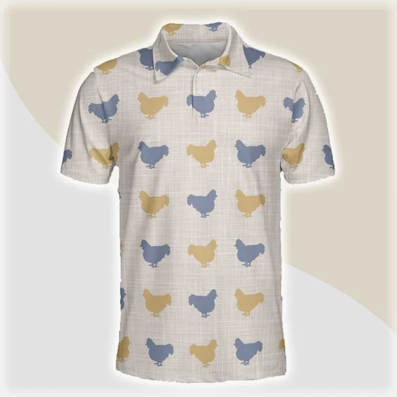 Chicken Men Polo Shirts For Summer - Hen Silhouette Pattern Button Shirts For Men - Perfect Gift For Chicken Lovers, Animal Lovers