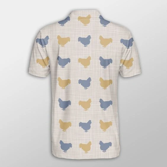Chicken Men Polo Shirts For Summer - Hen Silhouette Pattern Button Shirts For Men - Perfect Gift For Chicken Lovers, Animal Lovers - Image 3