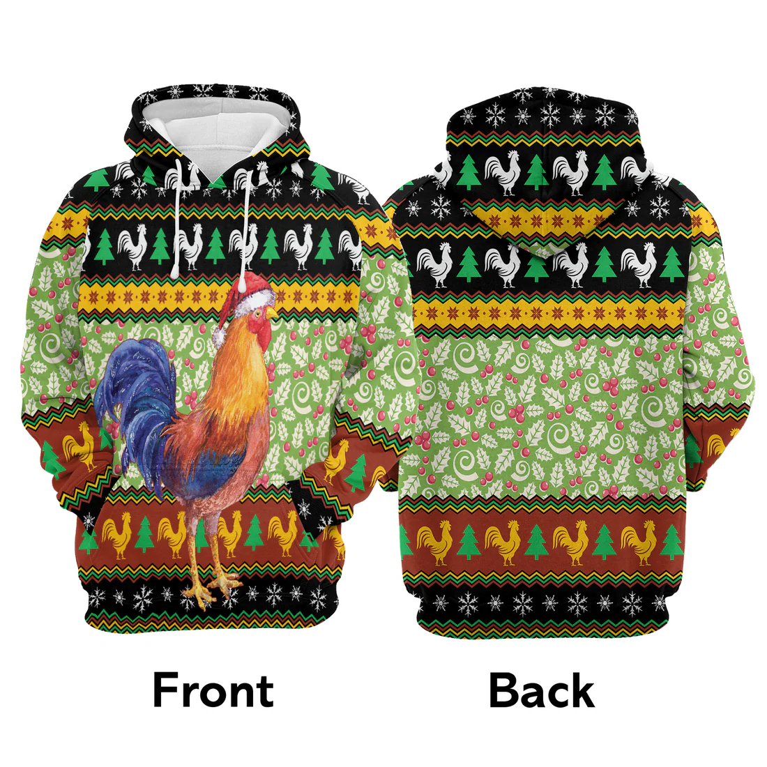 Chicken Premium Christmas Hoodie, Chicken Cluck-ry Christmas Unisex Hoodie For Men & Women - Perfect Gift For Christmas, Family - Image 3
