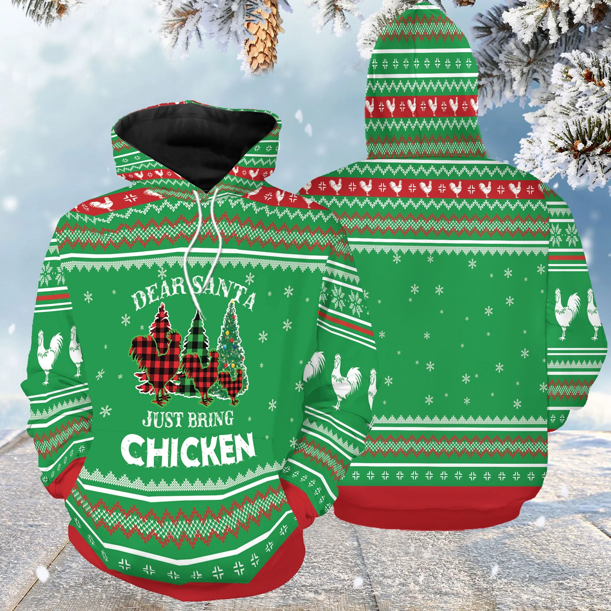 Chicken Pullover Premium Hoodie Dear Santa Just Bring Chicken, Perfect Outfit For Men And Women On Christmas New Year Autumn Winter - Image 2