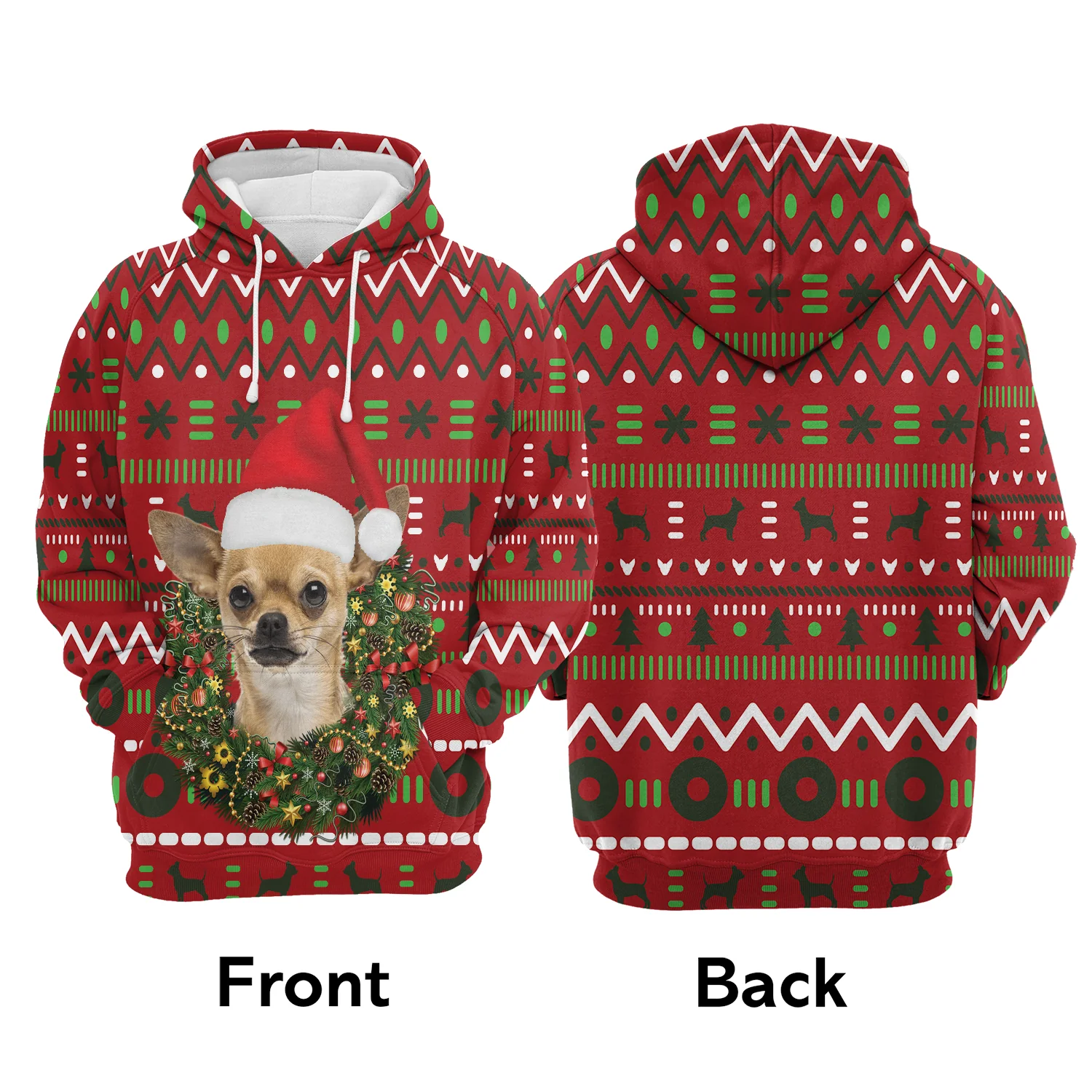 Chihuahua Christmas Pattern Pullover Premium Hoodie, Perfect Outfit For Men And Women On Christmas New Year Autumn Winter - Image 2