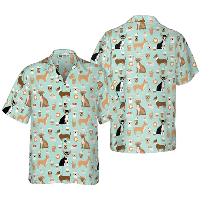 Chihuahua Hawaiian Shirt, Chihuahua And Coffee Aloha Shirt For Men - Perfect Gift For Chihuahua Lovers, Husband, Boyfriend, Friend, Family