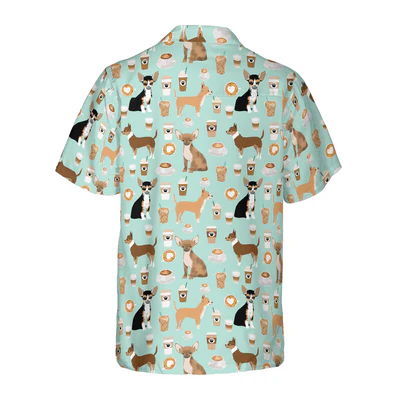 Chihuahua Hawaiian Shirt, Chihuahua And Coffee Aloha Shirt For Men - Perfect Gift For Chihuahua Lovers, Husband, Boyfriend, Friend, Family - Image 3