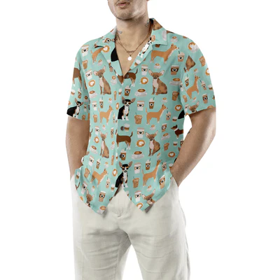 Chihuahua Hawaiian Shirt, Chihuahua And Coffee Aloha Shirt For Men - Perfect Gift For Chihuahua Lovers, Husband, Boyfriend, Friend, Family - Image 4