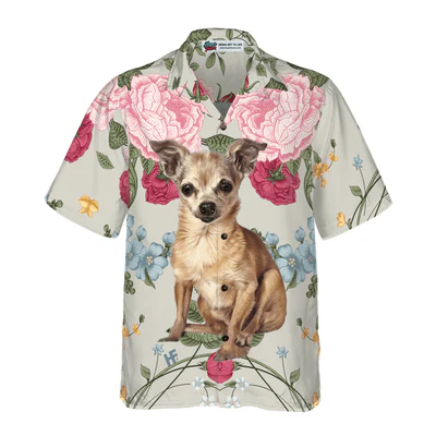 Chihuahua Hawaiian Shirt,  Chihuahua Floral, Pink Roses Aloha Shirt For Men And Women - Perfect Gift For Chihuahua Lovers, Friends, Family - Image 2