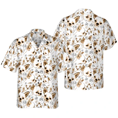 Chihuahua Hawaiian Shirt, Chihuahua Lover, Cute Chihuahua Aloha Shirt For Men - Perfect Gift For Chihuahua Lovers, Husband, Boyfriend, Friend, Family